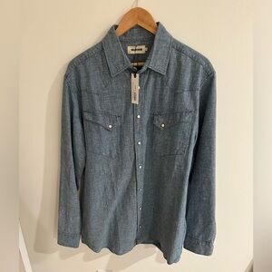 New Taylor Stitch Western Shirt in Indigo Stripe XL 44